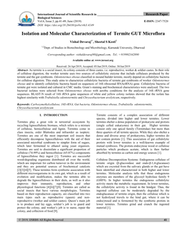 Isolation and Molecular Characterization of Termite GUT Microflora