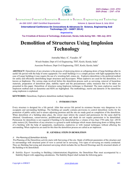 Demolition of Structures Using Implosion Technology