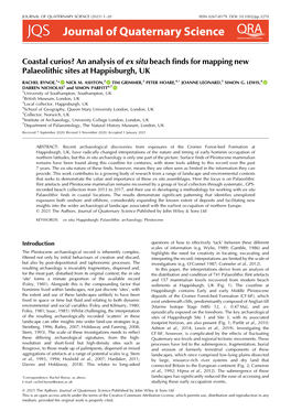 Coastal Curios? an Analysis of Ex Situ Beach Finds for Mapping New Palaeolithic Sites at Happisburgh, UK