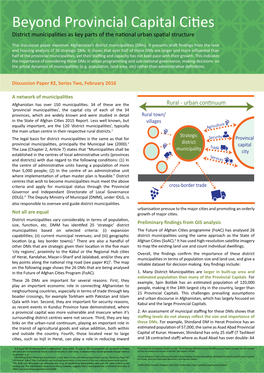 Beyond Provincial Capital Cities District Municipalities As Key Parts of the National Urban Spatial Structure