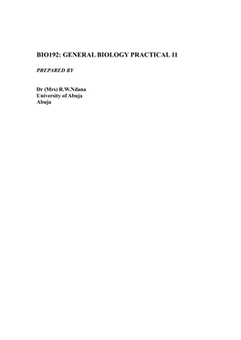 Bio192: General Biology Laborat0ry (2 Units)