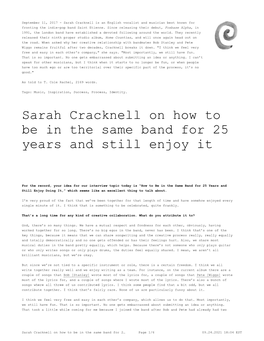 Sarah Cracknell on How to Be in the Same Band for 25 Years and Still Enjoy It
