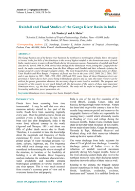 Rainfall and Flood Studies of the Ganga River Basin in India