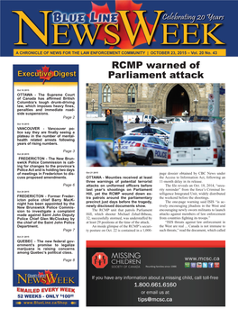 RCMP Warned of Parliament Attack