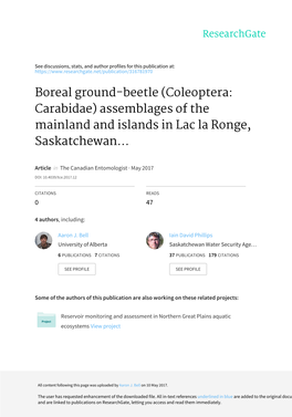 Boreal Ground-Beetle (Coleoptera: Carabidae) Assemblages of the Mainland and Islands in Lac La Ronge, Saskatchewan