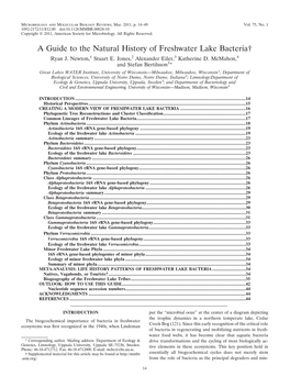 A Guide to the Natural History of Freshwater Lake Bacteria† Ryan J