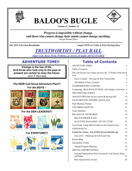 BALOO's BUGLE Volume 21, Number 12 ------Progress Is Impossible Without Change, and Those Who Cannot Change Their Minds Cannot Change Anything