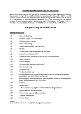 Hauptsatzung Des Ilm-Kreises