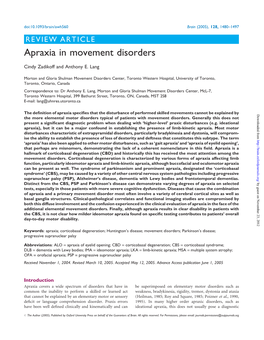 Apraxia in Movement Disorders