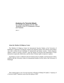 Anatomy of a Terrorist Attack: an In-Depth Investigation Into the 1998 Bombings of the U.S