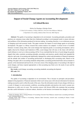 Impact of Social Change Agents on Accounting Development