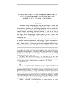 The Kobayashi Maru of Ex-Offender Employment: Rewriting the Rules and Thinking Outside Current “Ban the Box” Legislation*