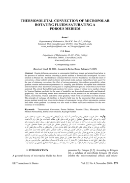 Thermosolutal Convection of Micropolar Rotating Fluids Saturating a Porous Medium