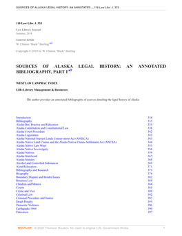 Sterling, Sources of Alaska Legal History: an Annotated Bibliography