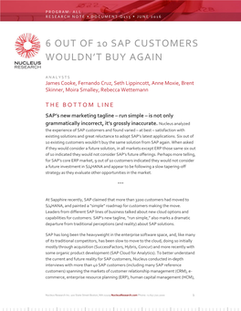 6 out of 10 Sap Customers Wouldn't Buy Again