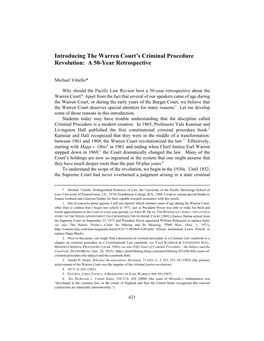 Introducing the Warren Court's Criminal Procedure Revolution