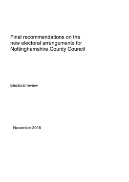 Final Recommendations on the New Electoral Arrangements for Nottinghamshire County Council