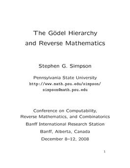 The Gödel Hierarchy and Reverse Mathematics