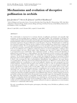 Mechanisms and Evolution of Deceptive Pollination in Orchids