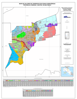 Mapa De Valores De Terrenos Por Zonas Homogéneas Provincia 4 Heredia Cantón 09 San Pablo