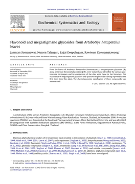 Flavonoid and Megastigmane Glycosides from Artabotrys Hexapetalus Leaves