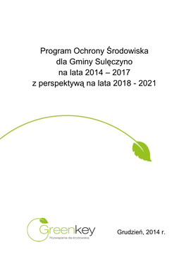 Program Ochrony Środowiska Dla Gminy Sulęczyno Na Lata 2014 – 2017 Z Perspektywą Na Lata 2018 - 2021