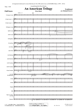 An American Trilogy Traditional Full Score Brass Band Arr