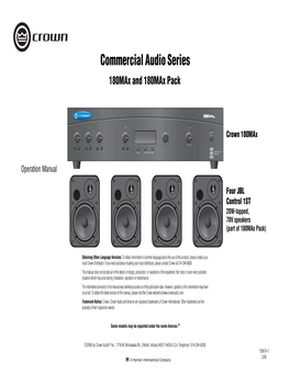 Commercial Audio Series 180Max and 180Max Pack