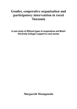Gender, Cooperative Organisation and Participatory Intervention in Rural Tanzania