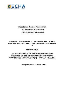 Support Document to the Opinion of the Member State Committee on Identification Of