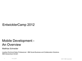 Mobile Development - an Overview Matthias Schneider
