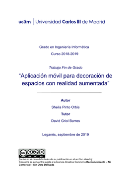 “Aplicación Móvil Para Decoración De Espacios Con Realidad Aumentada”