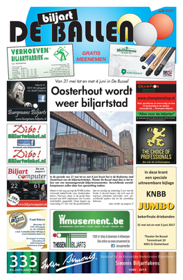 Oosterhout Wordt Weer Biljartstad