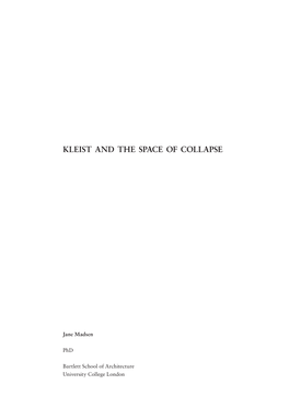 Kleist and the Space of Collapse
