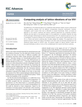 Computing Analysis of Lattice Vibrations of Ice VIII†