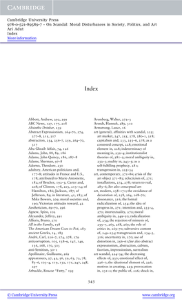 On Scandal: Moral Disturbances in Society, Politics, and Art Ari Adut Index More Information
