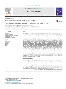 Brain Stiffness Increases with Myelin Content ⇑ J