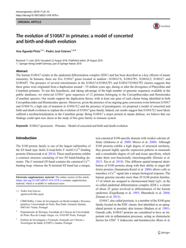 The Evolution of S100A7 in Primates: a Model of Concerted and Birth-And-Death Evolution