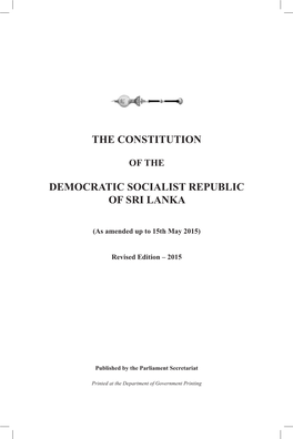 The Constitution Democratic Socialist Republic of Sri