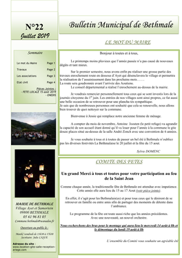 Bulletin Municipal : Juillet 2019