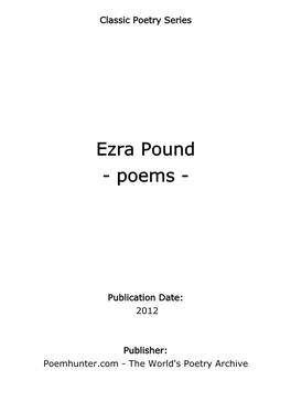 Ezra Pound - Poems