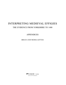 Interpreting Medieval Effigies the Evidence from Yorkshire to 1400