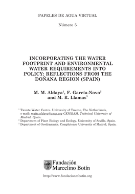 Incorporating the Water Footprint and Environmental Water Requirements Into Policy: Reflections from the Doñana Region (Spain)