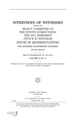 Interviews of Witnesses House of Representatives