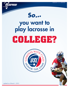 So… You Want to Play Lacrosse in COLLEGE?