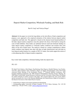 Deposit Market Competition, Wholesale Funding, and Bank Risk