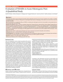 Evaluation of Nsaids in Acute Odontogenic Pain: a Quadriblind