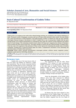 Socio-Cultural Transformation of Gadaba Tribes Dr