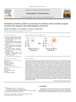 Formation of Brown Carbon Via Reactions of Ammonia with Secondary Organic Aerosols from Biogenic and Anthropogenic Precursors