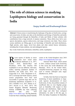 The Role of Citizen Science in Studying Lepidoptera Biology and Conservation In